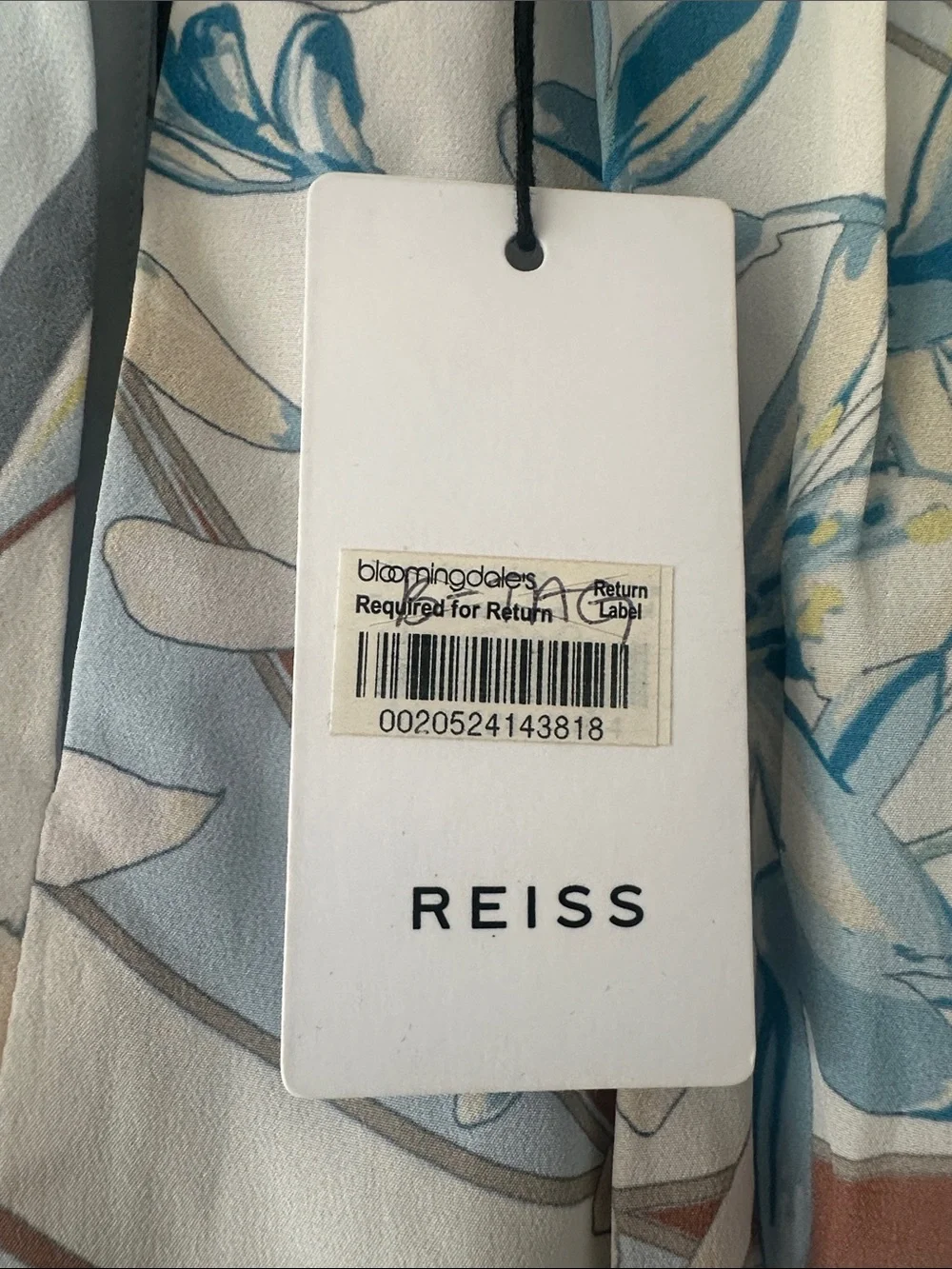 Reiss Vienna Swirl Sleeveless Floral Print Midi Dress in Light Blue Sz 10 NWT